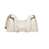 Leather Wide Strap White Shoulder Bag - 0cm