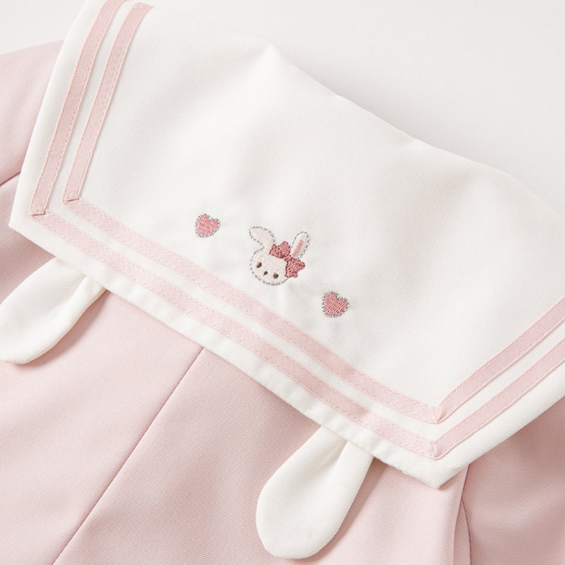 Little Lady Removable Bowknot Pink Two-piece Coat &amp; Skirt Set - 0cm