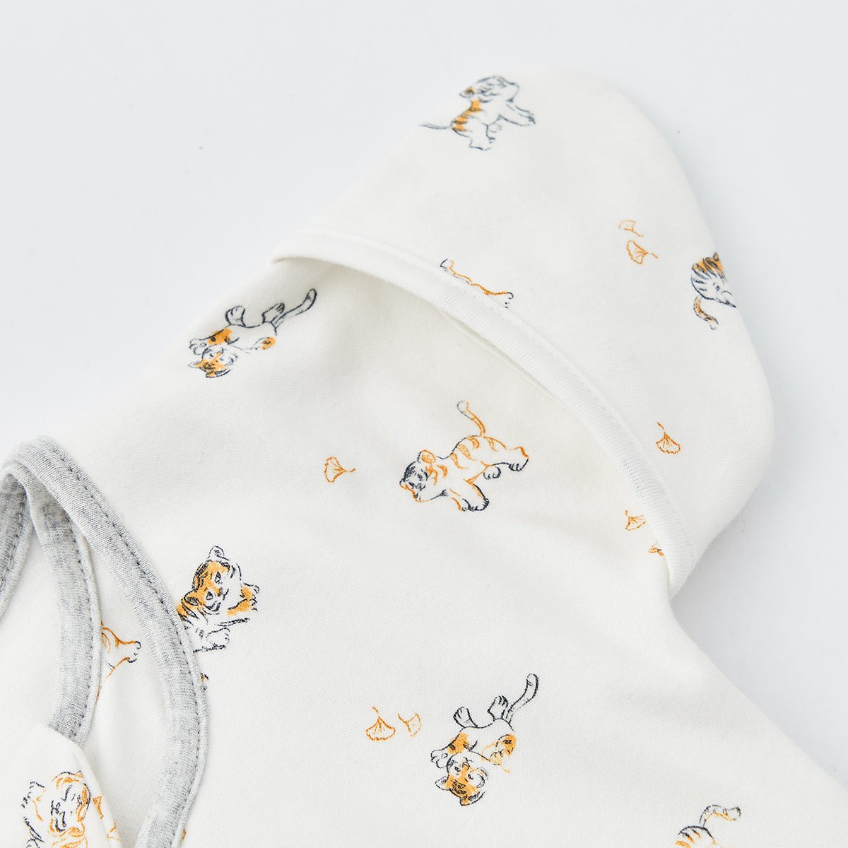 Lively Tiger Double-layer Cotton Infant White Swaddle Sack - 0cm