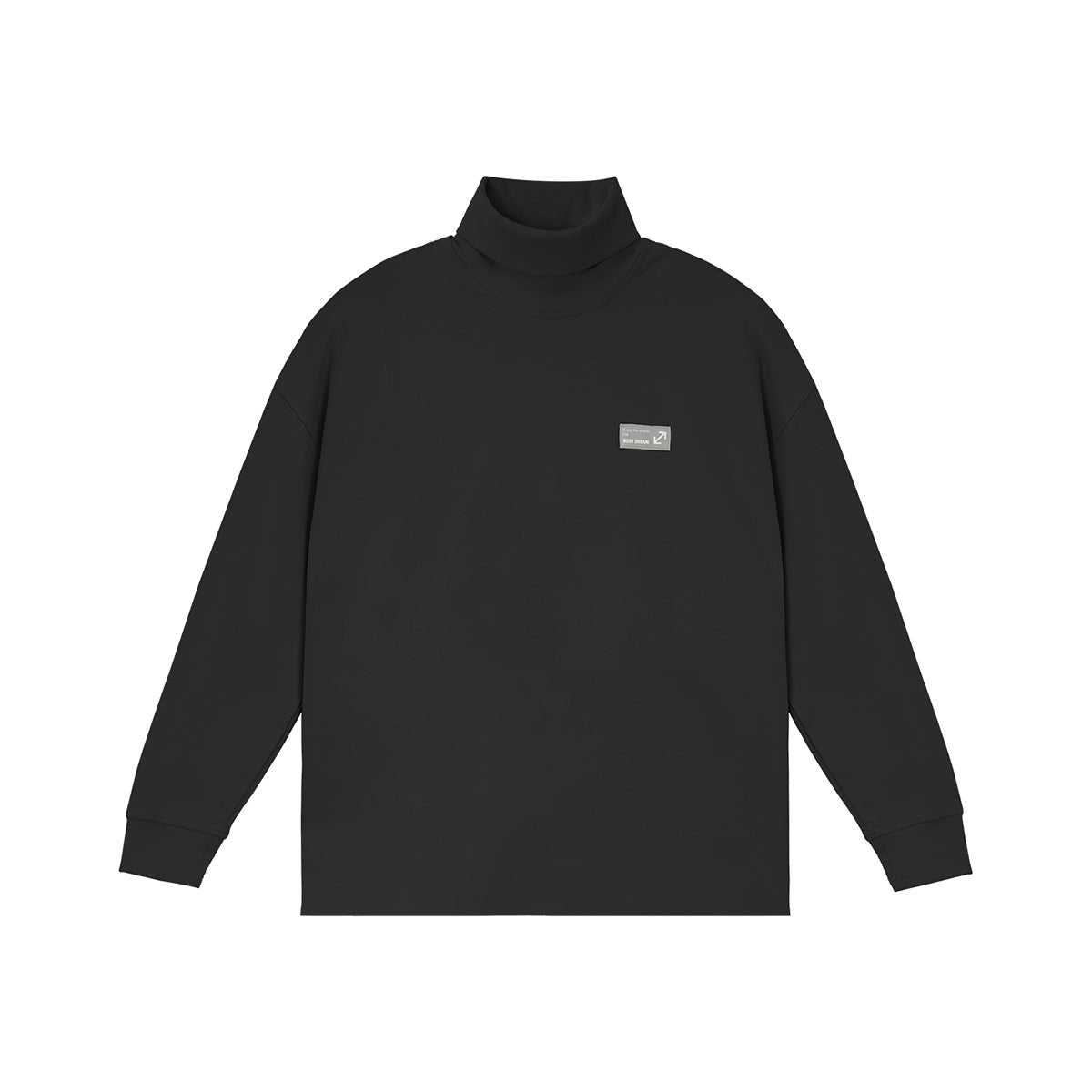 Logo Patch Relaxed Fit Roll Neck Black Sweater 0cm