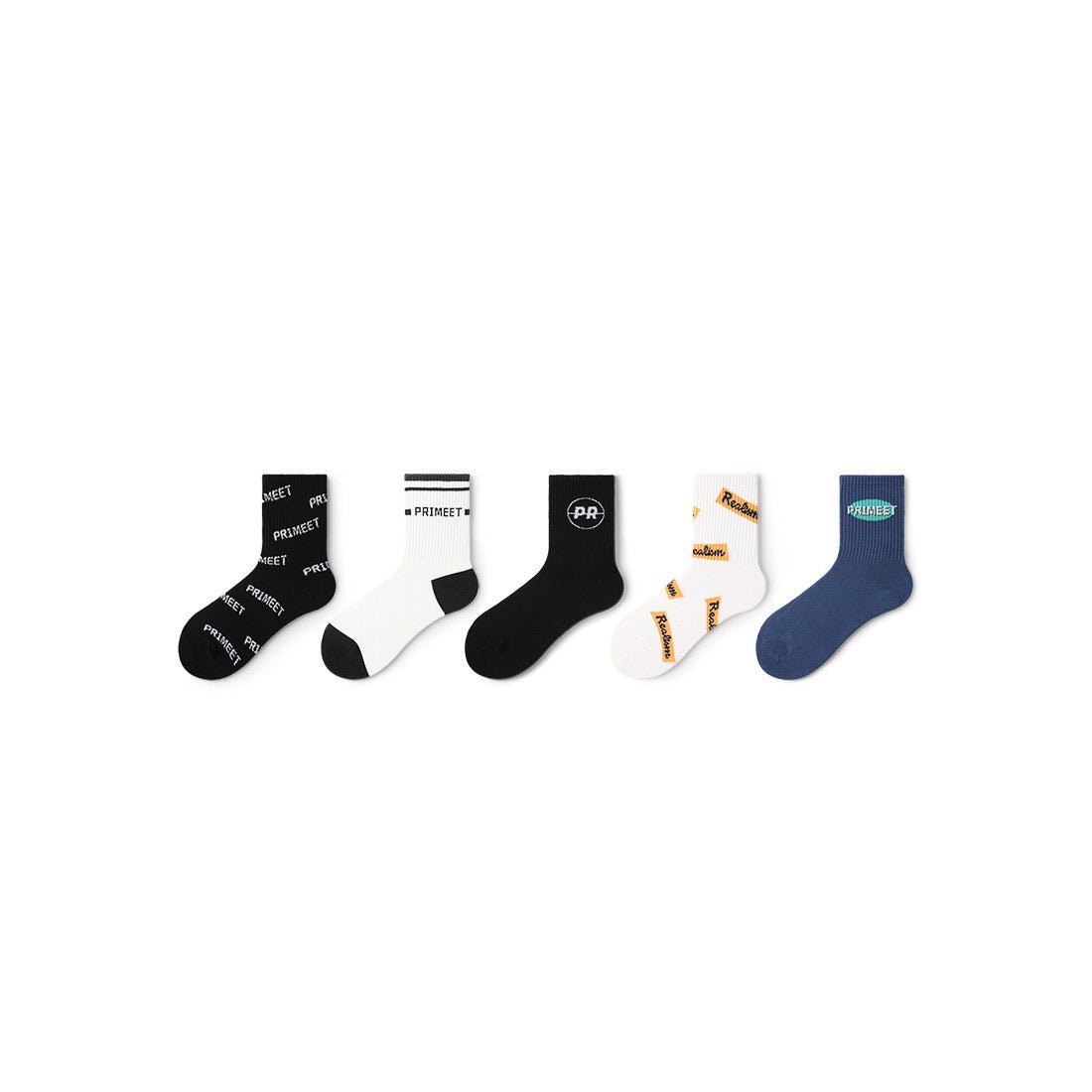 Logo-print All-season Unisex Active 5pcs Crew Socks Set - 0cm
