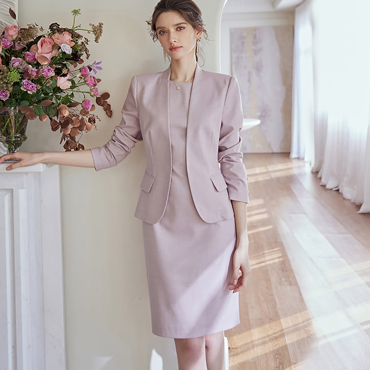 Matching Dress and Blazer Set in Pink, L Matching Dress and Blazer Set in Pink, L