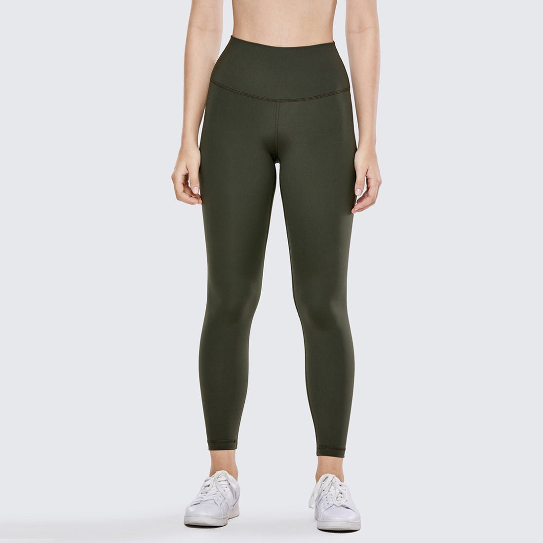 Micro-massage Compression Thick High Waisted Green Workout Leggings - 0cm