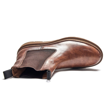 Minimalist Slip On Brown Leather Chelsea Boots - 0cm