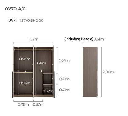 MOE Grey 4 Door Wardrobe - 0cm