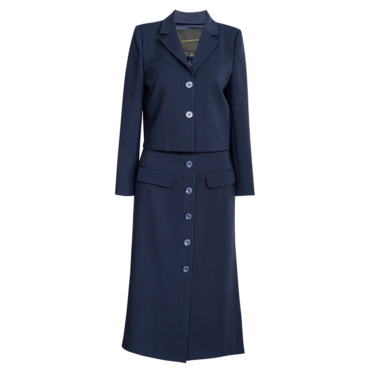 Navy Cropped Blazer and Long Skirt Set 0cm