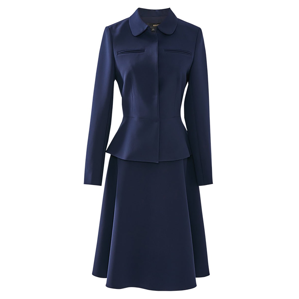 Navy Two Piece Suit Skirt Set with a Detachable Belt 0cm