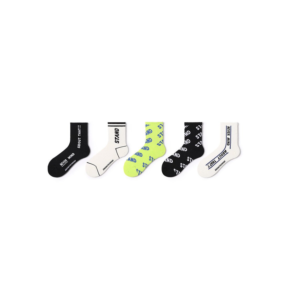 Never Mind All-season Unisex 5pcs Crew Socks Set - 0cm