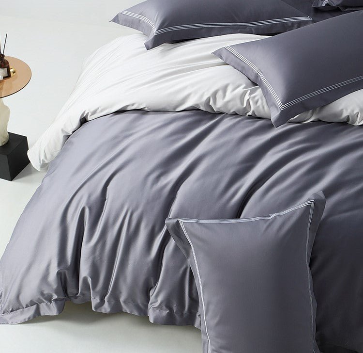 Noy 4 Pieces 100s Pure Cotton Grey Quilt Cover Set 0cm