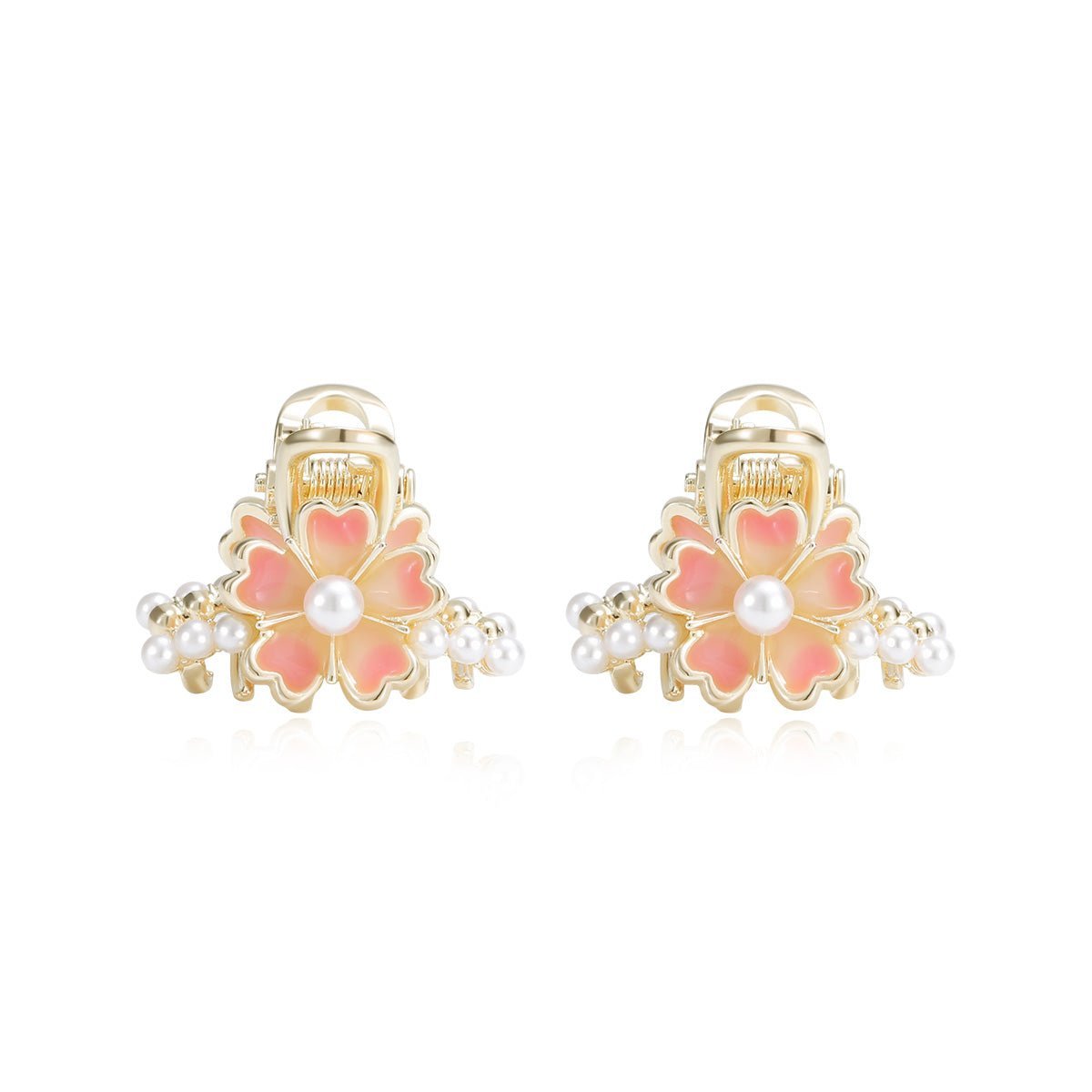 Pearl embellished Cherry Blossom Pink Hair Clip Set 0cm