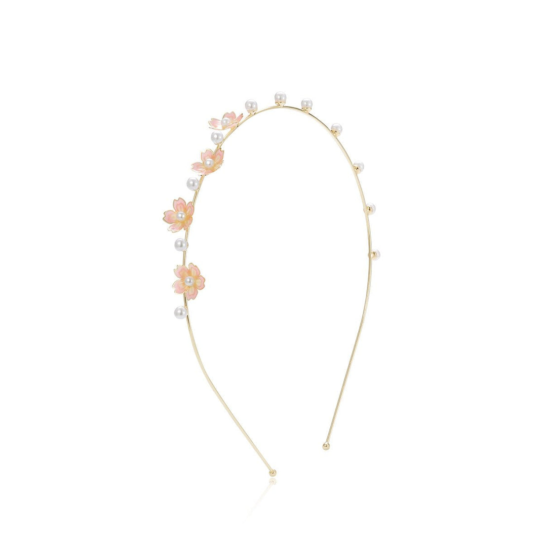 Pearl-embellished Cherry Blossom Pink Headband - 0cm