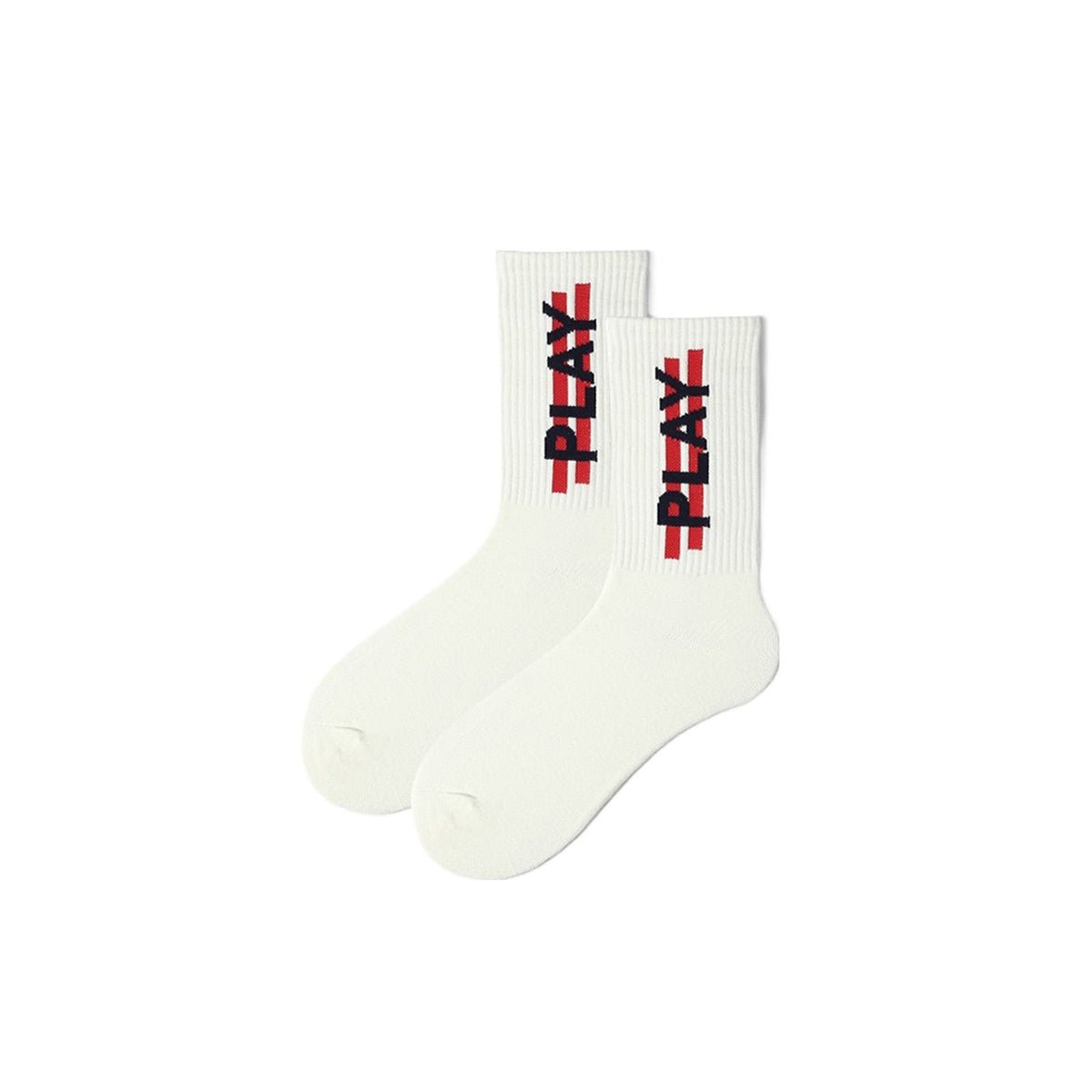 Play All season Unisex White Crew Socks 0cm