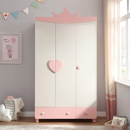 Princess Isabella 2 Drawer 3 Door Girl Pink Wardrobe - 0cm