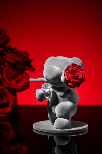 &quot;Proposal Bear on One Knee&quot; Eternal Flowers Rose Teddy Bear Gift Set - 0cm