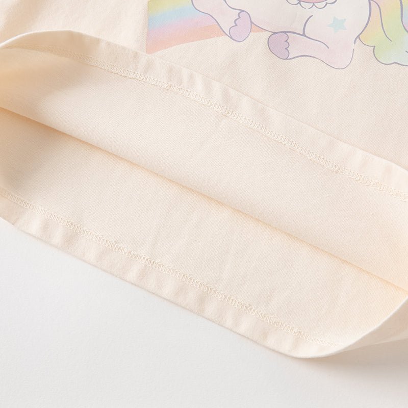 Rainbow Unicorn Long Sleeve Girl Apricot Tee 0cm