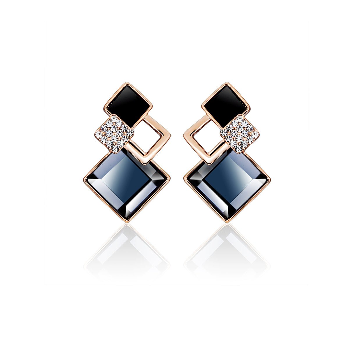 Rhombus Crystal Blue Earrings 0cm