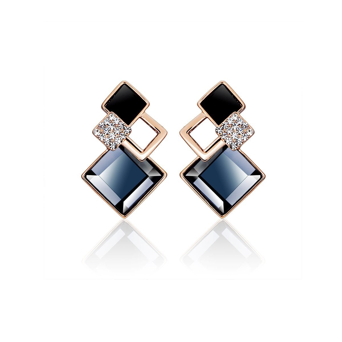 Rhombus Crystal Blue Earrings 0cm