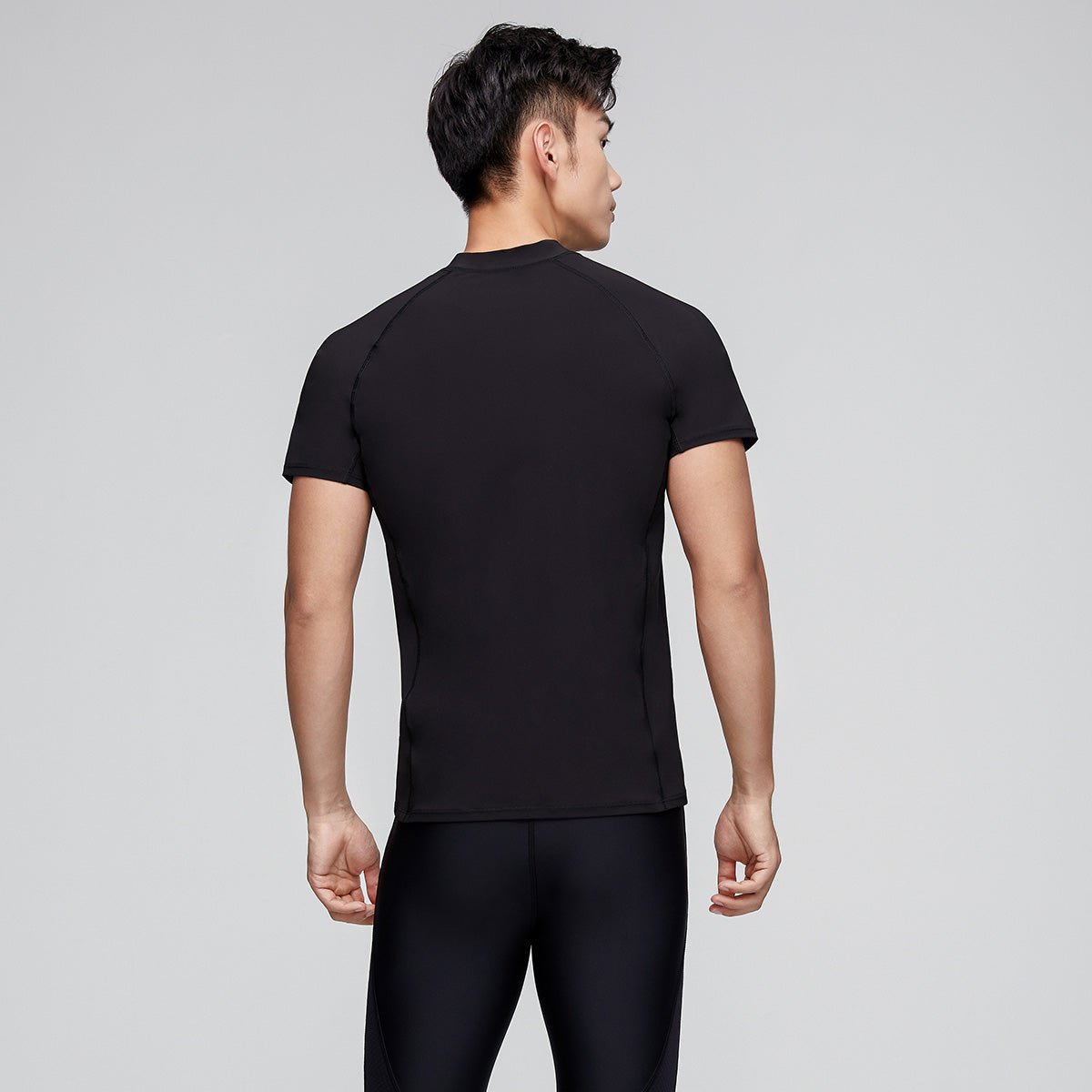 Simplicity Side Segment Short Sleeve Black Swim Top 0cm