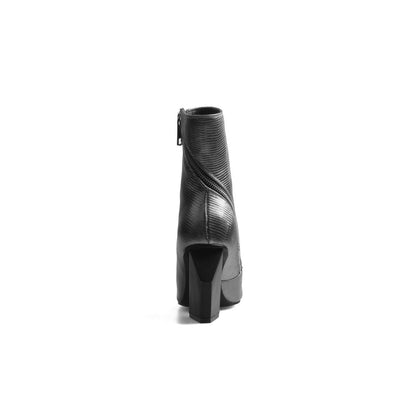 Slanted Zip Leather Gun Ankle Boots - 0cm