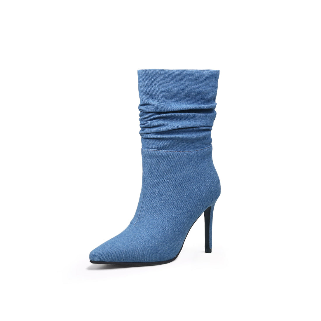 Slouchy Stiletto Denim Blue Boots - 0cm