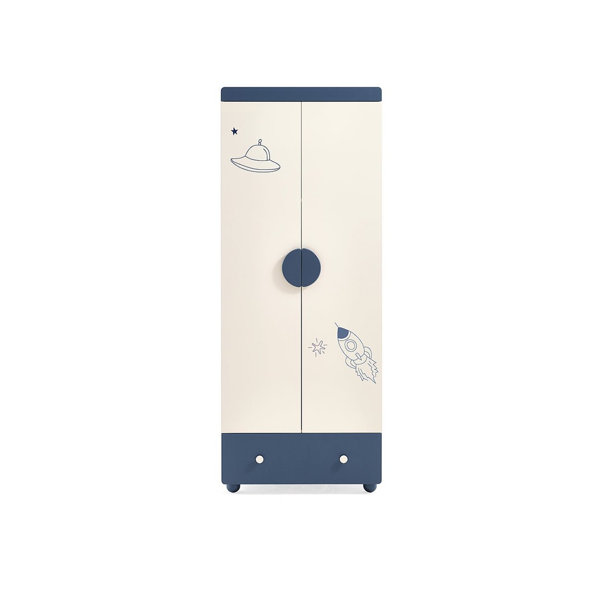 Space Boy 1 Drawer 2 Door Navy Wardrobe - 0cm