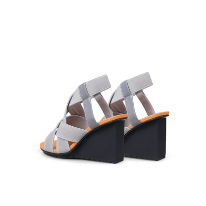 Springy Strappy Grey Wedge-heel Sandals - 0cm