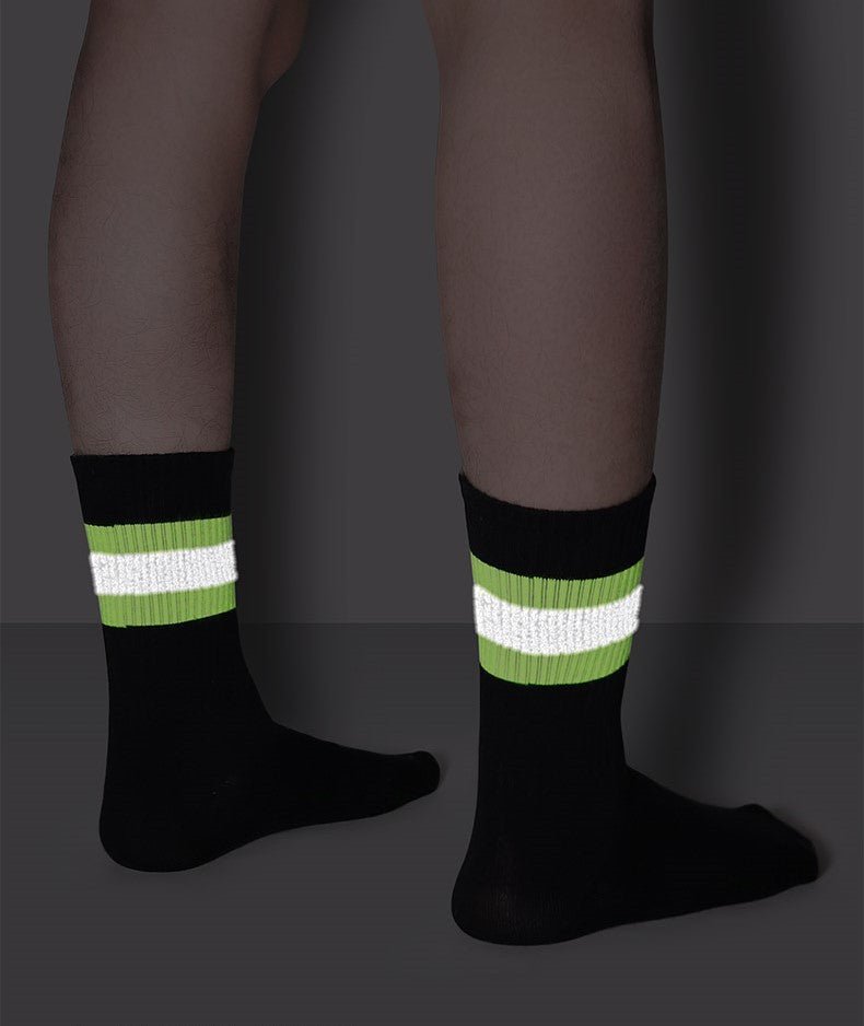 Starry Sky Fluorescent All season Men Black Sports Crew Socks 0cm
