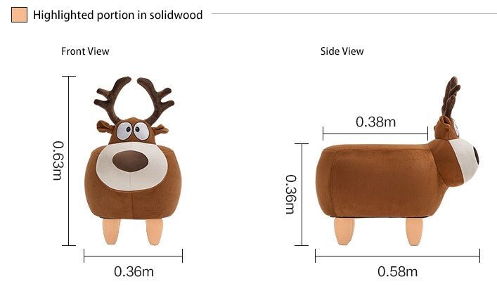 Stunned Reindeer Kids Brown Stool - 0cm