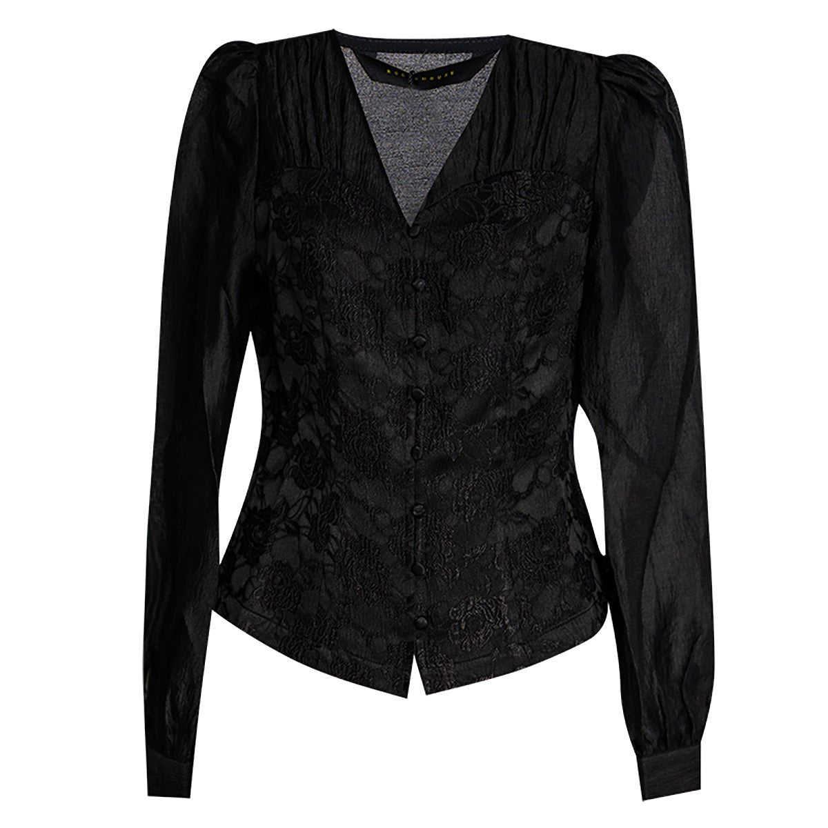 Stylish Black Puff Sleeve Top 0cm