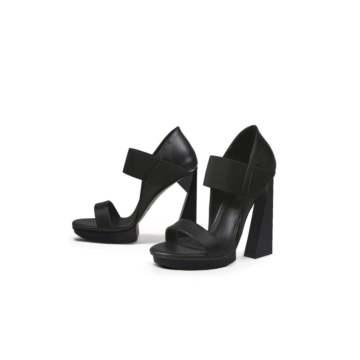 Suki Open-toe Trape-heel Black Sandals - 0cm