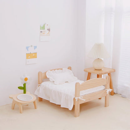 Sweet Dream Natural Wood Pet Bed With White Quilt Set - 0cm