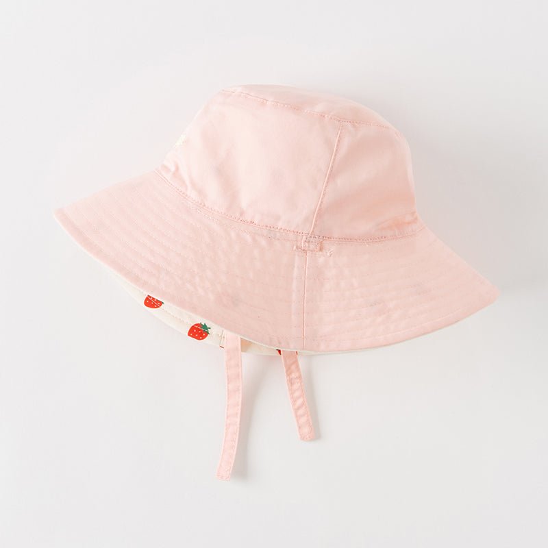 Sweet Strawberry Reversible Girl Pink Summer Bucket Hat 0cm