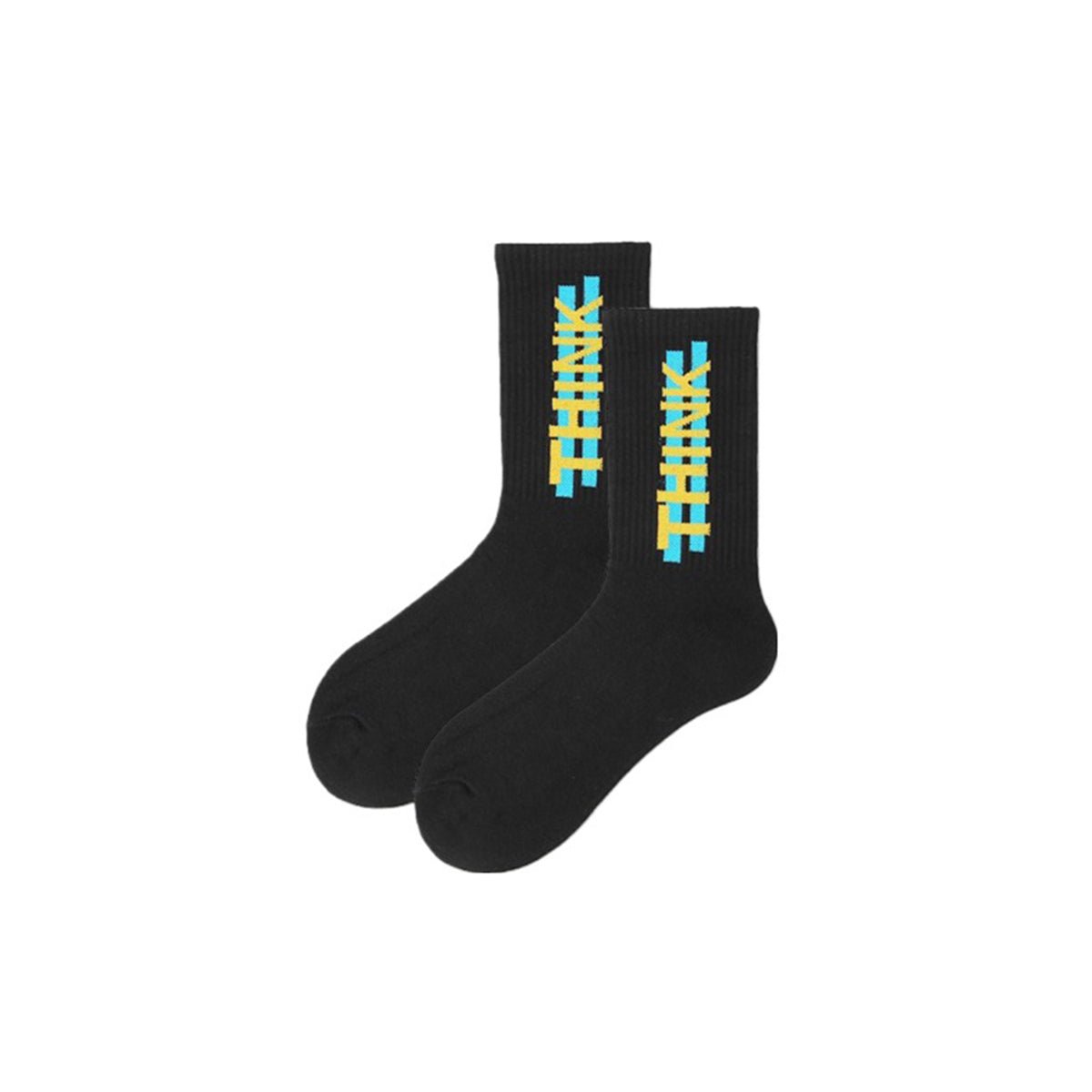 Think All season Unisex Black Crew Socks 0cm