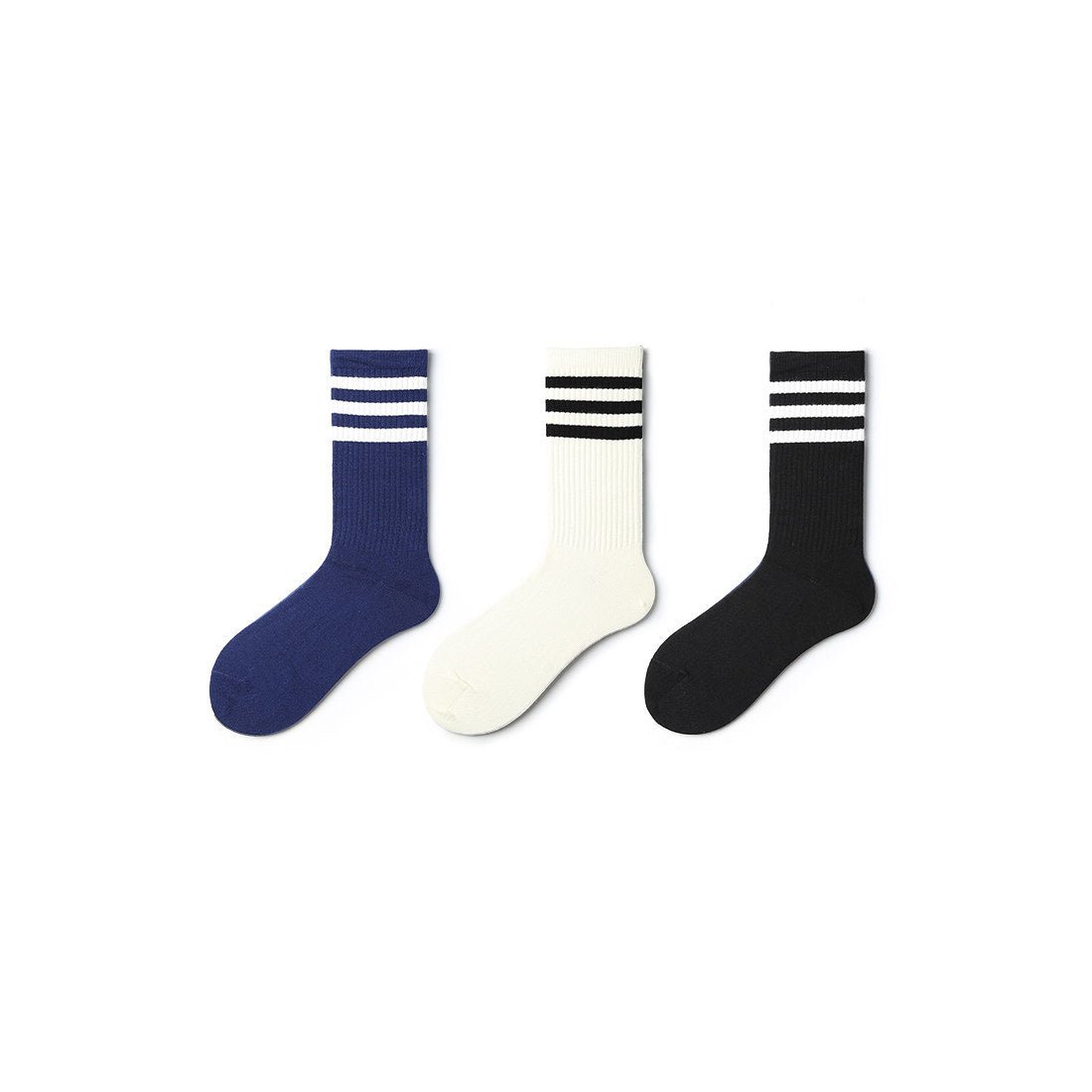 Three Stripes All-season Men 3pcs Sport Over-calf Socks Set - 0cm