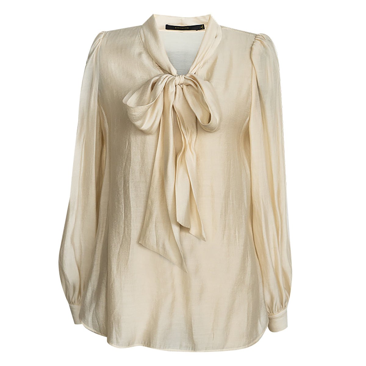 Tie Neck Apricot Top with Bishop Sleeves 0cm