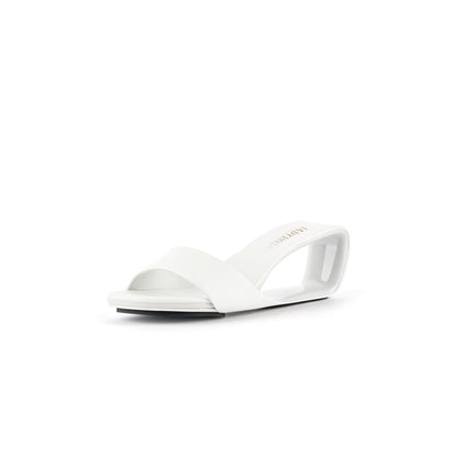 TIMO Hollow Low Heel White Mules - 0cm
