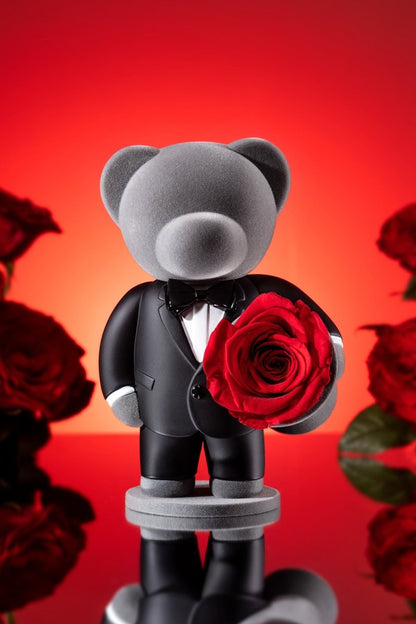 &quot;Treat You With Gentlemanly Affection&quot; Eternal Flowers Rose Teddy Bear Gift Set - 0cm