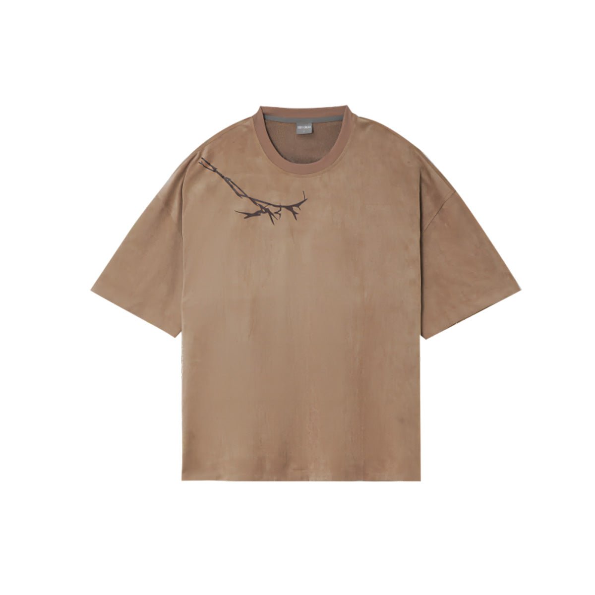 Tree Branch Detail Suede Loose fit Brown Tee 0cm