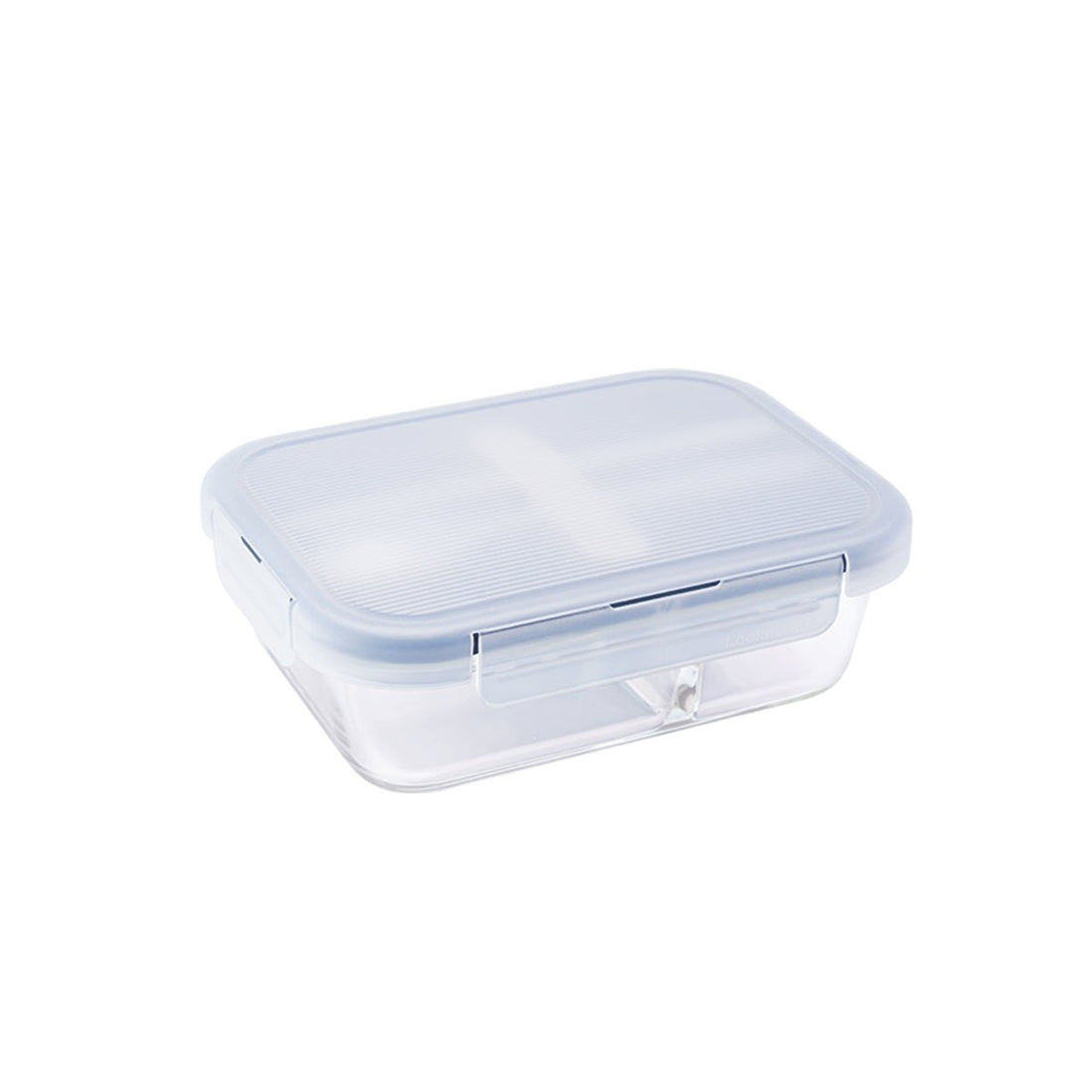 Two Compartment 930ml Microwave Oven Safe Navy Glass Lunch Box With Cutlery - 0cm