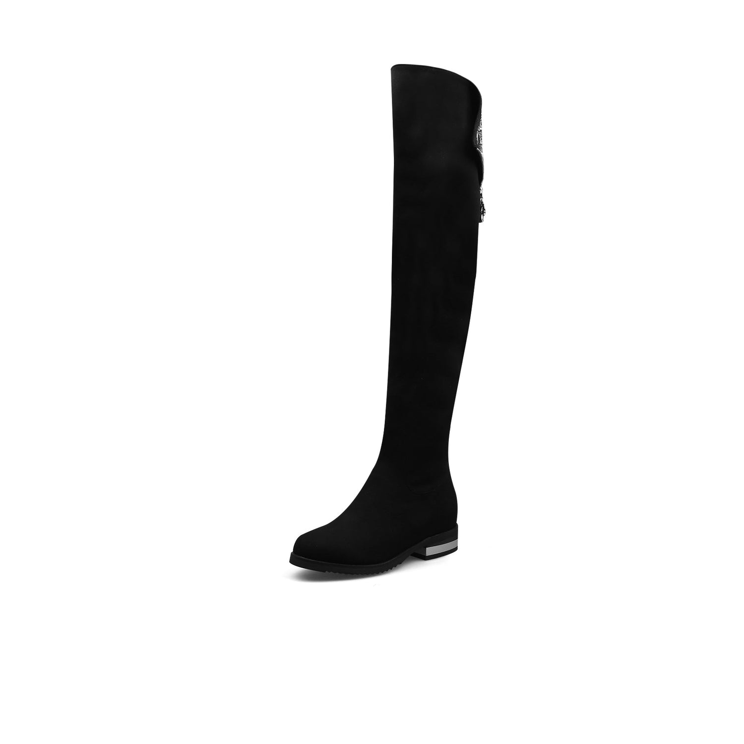 Urban Metal Contrasted Silver Knee-high Boots - 0cm