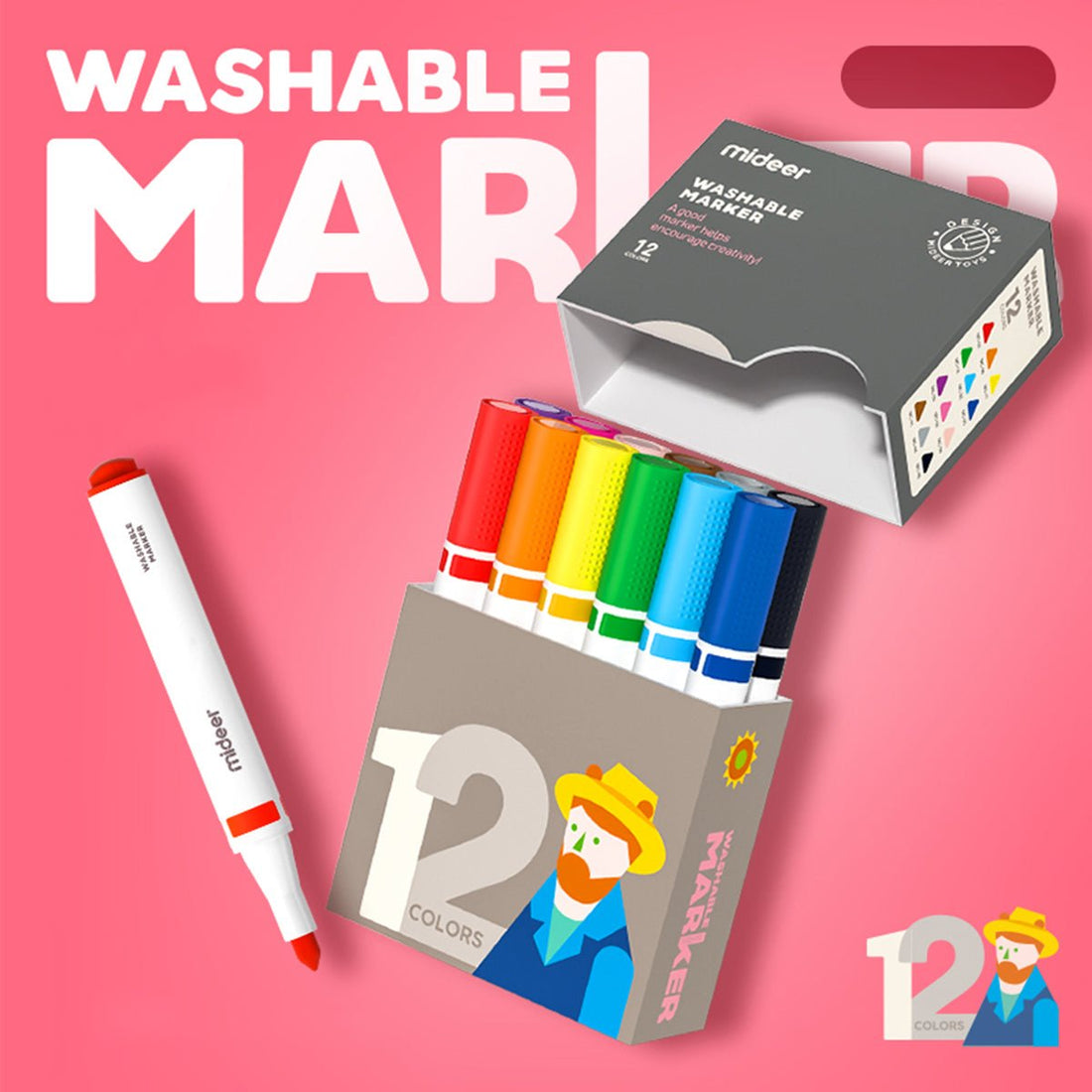 Washable Marker 12 Colors - 0cm