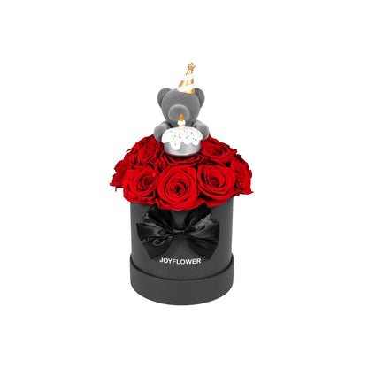 &quot;Wishing You a Happy Birthday&quot; Eternal Roses Teddy Bear Vase - 0cm