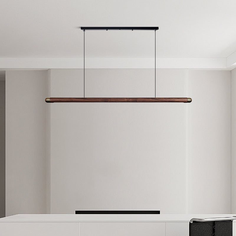 Contemporary Solid Wood and Brass Pendant Light