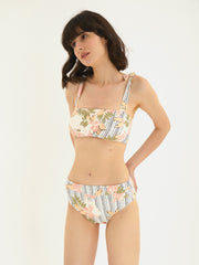 2-Piece Floral Square Neck Top With High Waisted Bikini