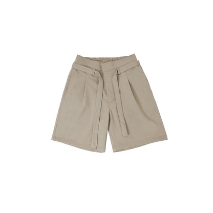 Mid Rise Tie-waist Khaki Bermuda Shorts