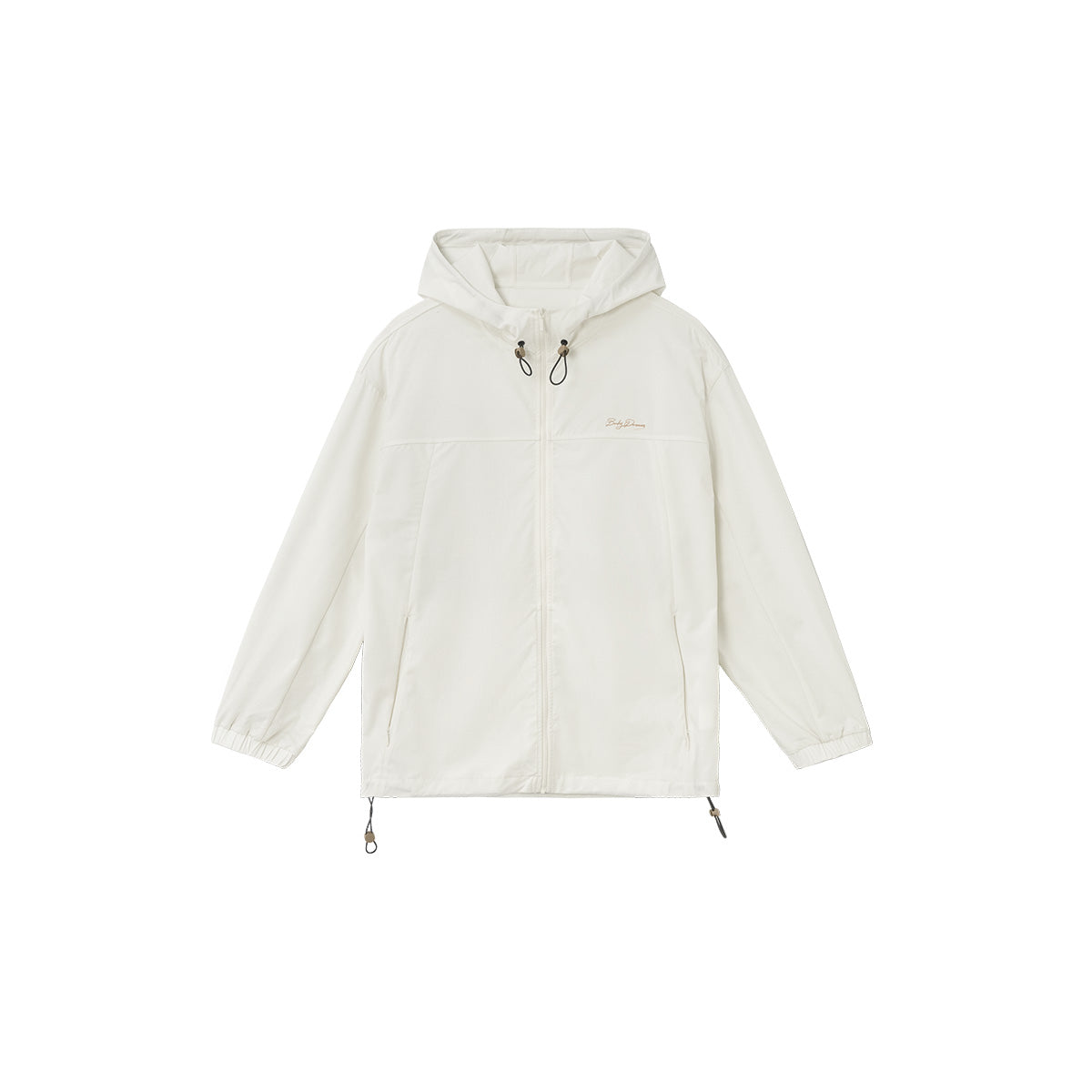 Air Comfy Zip UPF50+ Sun-protective White Hooded Windbreaker Jacket