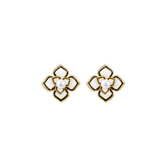 Retro Camellia Stud Gold Earrings