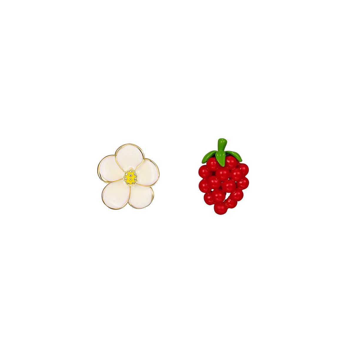 Flower Raspberry Stud Gold Earrings