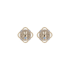 Bunny Badge Stud Gold Earrings