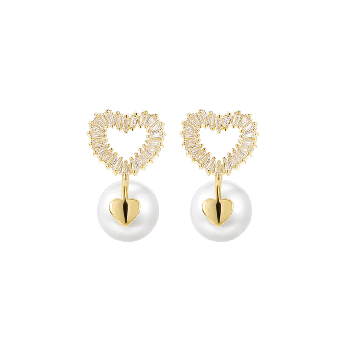 Sparkle Heart Bead Hoop Gold Earrings